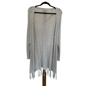 Gray Open-Front Sweater Cardigan Gray Lightweight Sweater or Cover Up Large